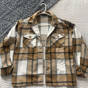 Button Front Patch Pocket Plaid Coat